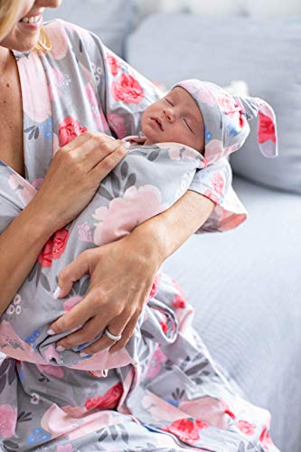 Baby Be Mine 3 in 1 Labor/Delivery/Nursing Hospital Gown and Matching Swaddle Set (Sophie, S/M pre preg 2-12)