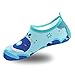 PTHTECHUS Kinder Strandschuhe, Aqua Schuhe Badeschuhe, Aquaschuhe für Jungen Mädchen Kinder Schwimmschuhe Wasserschuhe, Barfussschuhe, Schnell Trocknend Schuhe Beach Pool Surfen Yoga,Blau,24/25