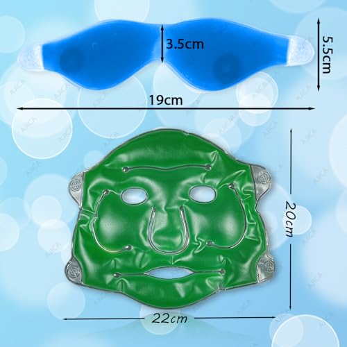 Image of Aqua Ice Face & Eye Cooling Gel Mask and Aloe Vera Gel Mask Ice Pack for Face and Eye Patches Remove Dark Circles, Fatigue Cool Eyes Patch Pads Eye Care | Facial Skin Refresh Face Mask for Hot & Cold Therapy (Small Aloe Face Mask, Blue Magnetic Eye Mask)