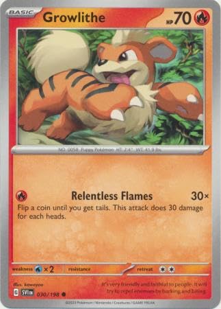 THE POKEMON COMPANY INTERNATIONAL GROWLITHE 030/198 Simple Card Scarlet & Purple Base Toys