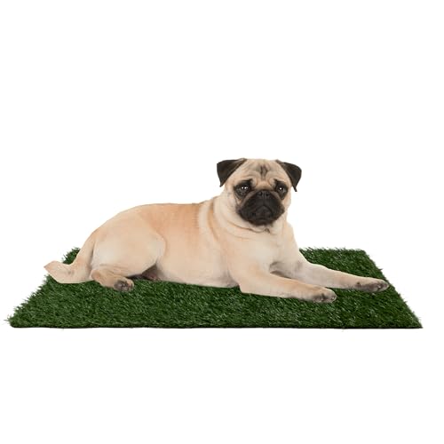 Image of Artificial Grass Puppy Pee Pad for Dogs and Small Pets - Set of Three 18.25x14.25 Inch, Reusable 3-Layer Turf Pads for Dogs - Indoor and Outdoor Fake Grass Potty Pet Supplies by PETMAKER