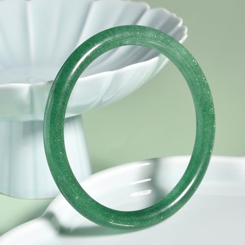 Bracelet en jade vert pour femme, jonc fin tendance et authentique - 2