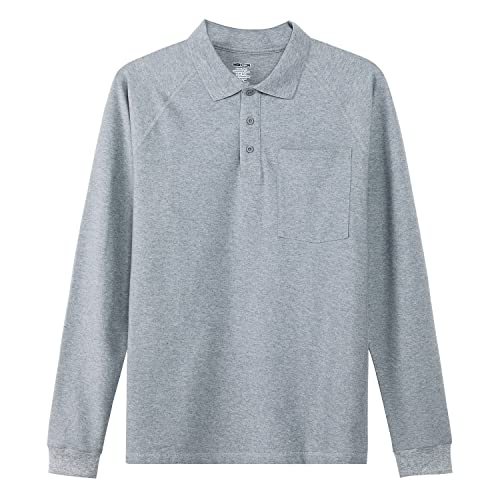 MOHEEN Men's Pique Polo Shirts Dry Fit UPF 50+ Long Sleeve Golf Shirt Big and Tall M-6XL