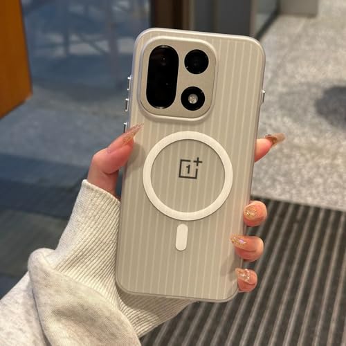 Image of Kapa Wave Magnetic Frosted Grip Back Cover for OnePlus 15 | [MagSafe Compatible] Wireless Charging, Slim, Metal Buttons Matte Finish Back Case (White)
