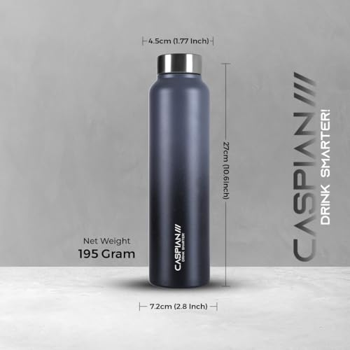 Image of CASPIAN / / / Astra ISI Certified Stainless Steel Water Bottle 1 ltr. (Graphite, 1 Litre) | Leak Proof Thunder for Fridge Home Office Travel School Kids Boys Girls Adults Sports Gym Yoga Gift| BPA Free