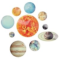 Garsent Creatiees Luminous Wall Stickers, 10 Planets Wall Stickers, Removable Glow in The Planets of The Solar System, Fluorescent