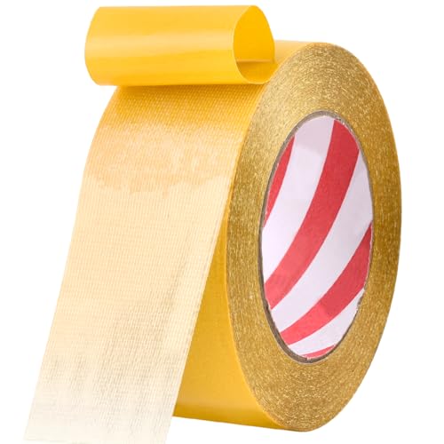 CENBEN Double Sided Fabric Tape Heavy Duty 2inx66FT(20m), High Adhesive Strength Mesh Double-Sided Duct Tape Super Sticky Resistant Clear Strips for Wall Floor Carpet Mat Craft, 1 Roll