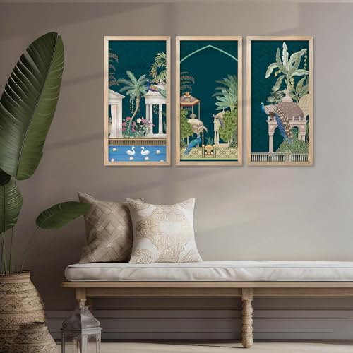 walllane Painting for wall Decoration Frames |Traditional Indian Art Pichwai Wall Décor Paintings | Traditional Indian Art Pichwai Wall Décor Paintings Set of 3 (10x19 inch, C)