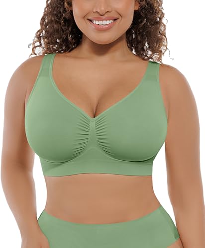 Image of FeelinGirl Seamless Everyday Bras for Women No Underwire with Wide Straps | Full Coverage, Comfy Sleep Bra, Smooth, Wide Back Bralettes, Wireless, Buttery Soft Tshirt Bra, Unlined, No Show