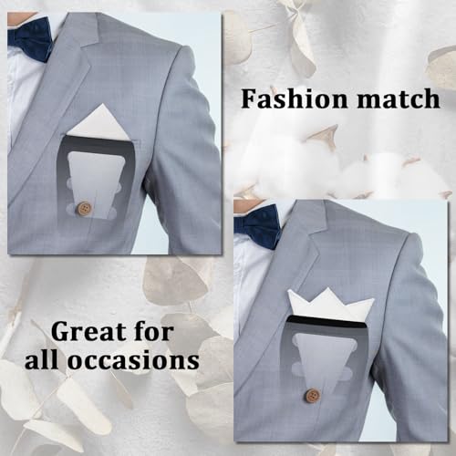 Image of Luckyvestir Pocket Squares for Men, 9 inch Cotton Linen Sage Handkerchiefs Men Women with Pocket Square Holder for Suits Business