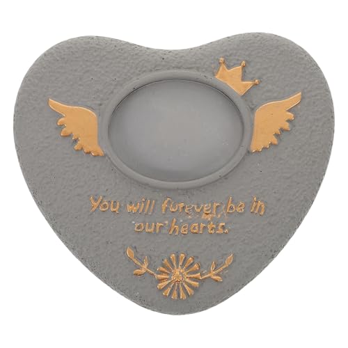 TOGEVAL Lapide per Animali Domestici a Forma di Cuore Grigia, Targa Tombale per Cani Resistente alle Intemperie, Pietra Commemorativa per Giardino e Tombe Esterne, Decorazione