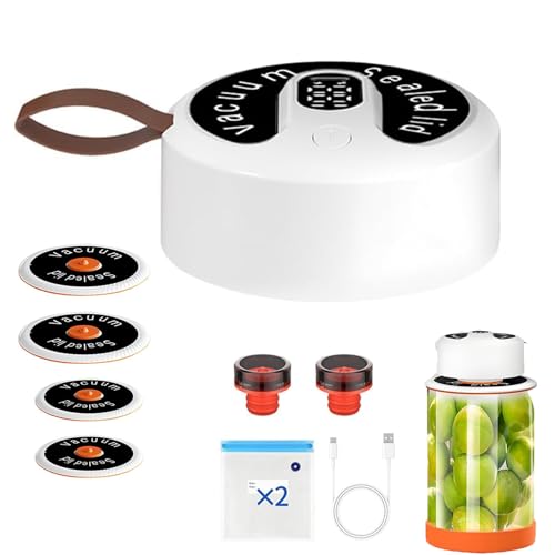 Kit de sellador al vacío inalámbrico, sellador manual automático para el almacenamiento y la fermentación de alimentos, tapas de boca ancha y boca normal incluidas