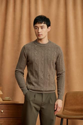 Men's 100% Wool Cable Knit Pullover Sweater Casual Crewneck Long Sleeve Fisherman Knitted Sweaters3