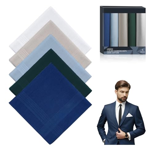 Catálogo de Pañuelos Top 5. 50 5 Piezas Pañuelos para Hombre, 40 X 40cm, Pañuelos para Hombres de 100% Algodon, Pañuelo para Traje hombre con Caja de Regalo,Adecuado para Como Bailes,una cita,Bodas y...