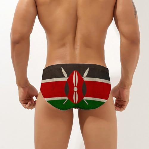 Vintage Kenya Flag Men's Swim Briefs Low Waist Bikini Swimsuit Underwear Beach Swimwear2
