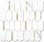 Vamos Tile Long Hexagon Peel and Stick Backsplash Tile - 10 Sheets Stick on Backsplash for Kitchen and Bathroom 12.4 x 12 Inch White Marble Look PVC Mixed Metal Gold Self Adhesive Mosaic Wall Tiles
