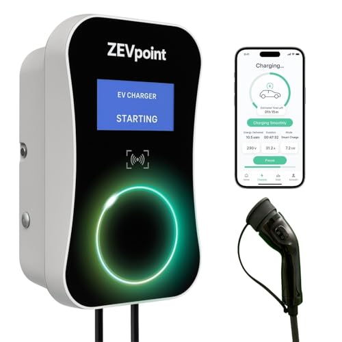 Image of 7.5 kW Duos EV Charger | OCPP - Home Toggle Switch | 5m TPU Cable | Display Screen | CE, TUV & UL Certified | Adjustable Current | App, BT, RFID, OTA Updates, | Advanced Safety