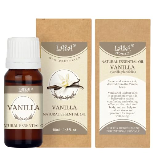 Aceite esencial 100% natural de vainilla, aceites esenciales de fragancia pura y natural para uso en difusores, velas, ambientadores, 10 ml, paquete de 1