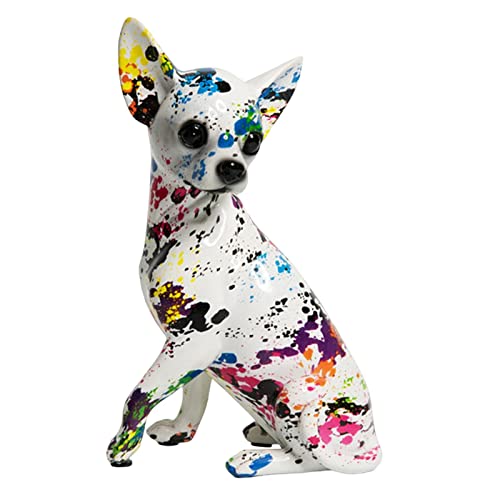 Sharplace Mehrfarbige Moderne Graffiti-Chihuahua-Statuen-Figur aus Kunstharz für Raumdekoration, Bunter Fleck Sharplace Mehrfarbige Moderne Graffiti-Chihuahua-Statuen-Figur aus Kunstharz für Raumdekoration, Bunter Fleck