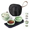 Travel Ceramic Tea Pot Set, Chinese Kung Fu Teapot 1 Pot 2 Mini Cup Porcelain Gongfu Teacups with Infuser Portable Bag All in One for Picnic Outdoor Camping Hotel #2