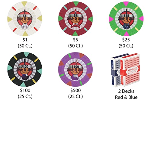 Claysmith Gaming 200-Count 'Rock & Roll' Poker Chip Set In Wooden Carousel, 13.5Gm #TOP4