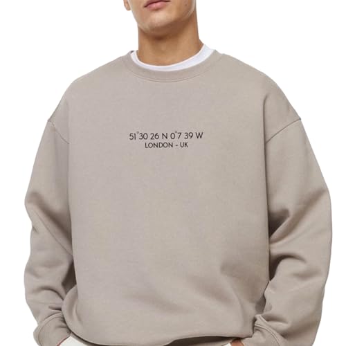 Custom GPS Coordinates Couple Hoodies, Location Embroidered Crewneck Sweatshirt, Sport Pullover Personalized Couple Meeting Place Longitude Latitude Valentine Gift