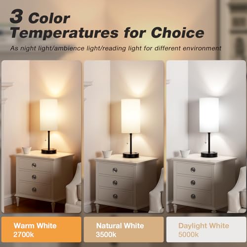 Image of 17 inch Bedside Lamp for Bedroom - USB A+C Port, AC Outlet,3 Color Temperature