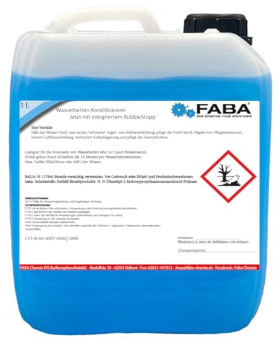 FABA Wasserbett Konditionierer, Wasserbett Conditioner mit Bubble Stopp 5 L FABA Wasserbett Konditionierer, Wasserbett Conditioner mit Bubble Stopp 5 L