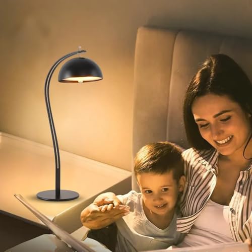 Image of NYRWANA Table Lamp for Study Room, Study Lamp, 3 Modes Touch Control LED Desk Lamp, Study Table Lamp, Lamp Light for Study, Gifts for Family & Friends, Desk Lamp - USB-C Rechargeable (Black)