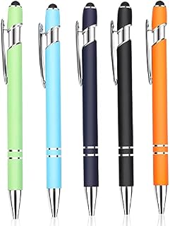Molain 5 Pcs Ballpoint Pens with Stylus Tips, Black Ink Pens Fine Point, Stylus Pens for Touch Screens,Metal Pens,2 in 1 Stylus Ballpoint Pens for Daily Work School Writing Stationery Office Supplies