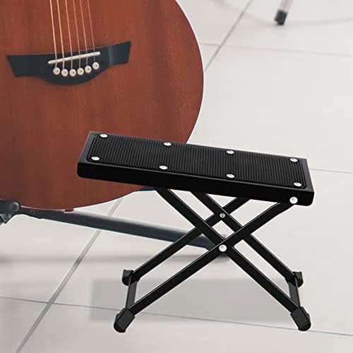 EastRock Guitar Footstool,Adjustable Metal Guitar Footrest with Anti-Slip Rubber Pad,Foldable Guitar Foot Stand for Classical/Acoustic/Electric Guitar