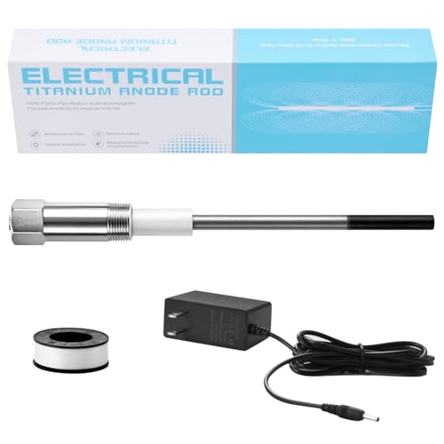 Powered Anode Rod for Hot Water Heater, Electric Titanium Anode Rod Replacement for 10–120 Gallon Tanks (40-89 Gallon Tank)