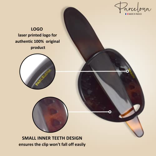 Parcelona French Classic Brown Shell Bun Holder Cover Hair Slider Pin Thru Hair Barrette Clip With Stick #TOP2