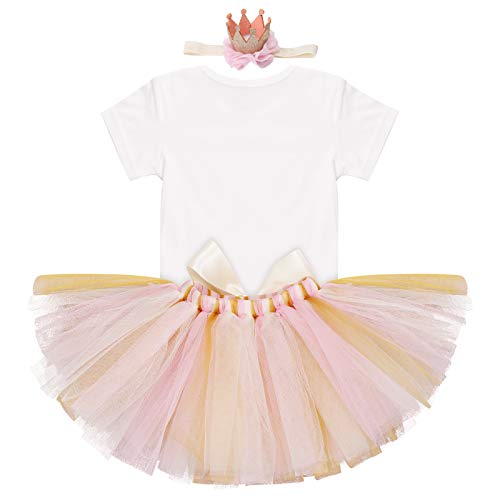 IBTOM CASTLE Baby Girls 1/2 Birthday Cake Smash Outfit Princess Romper +Tutu Skirts +Crown Newborn Photography Clothes Set3
