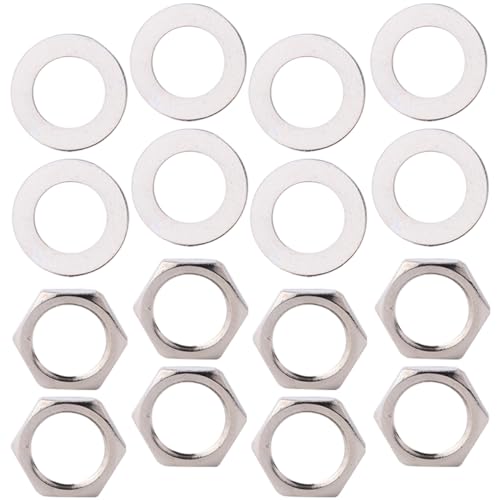 GOOHOCHY Potentiometer Washer and Nuts Replacement Kit 20pcs Guitar Gasket Nut Set Stainless Steel for Guitar Jack