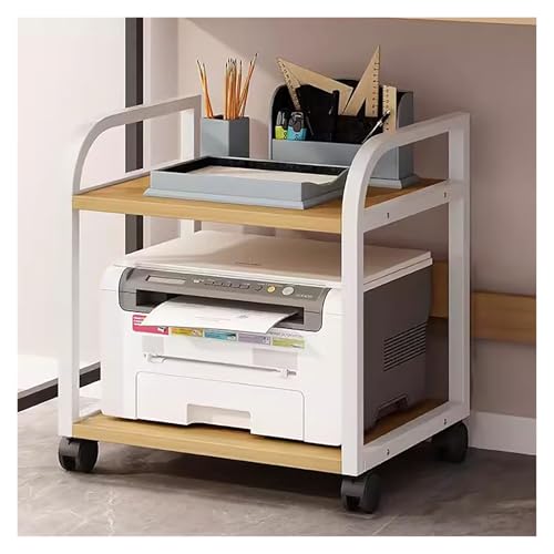 Carrello per stampante compatto con ruote Supporto per desktop Grande tavolo per a rotolamento con ripiano per Scanner Fax - ZCFLWR