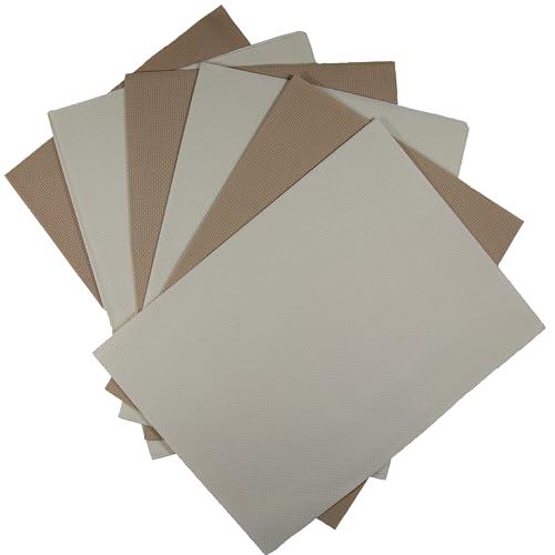 Image of KCS 6 pc of 12 inch x 18 inch(30cmx45cm) 14CT Counted Cotton Aida Cloth Cross Stitch Fabric (Ecru+Khaki)