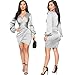 LightlyKiss Women's Long Sleeve Wedding Guest Dresses Sexy Fashion Mid Length Club Party Dress Silver