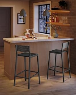 VASAGLE Bar Stool Set of 2, Bar Chairs for Kitchen, Dining Room, Industrial, Charcoal Gray and Black ULBC070B22