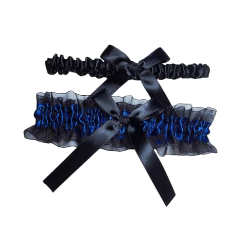 SAFIGLE 1juego Ligas De Novia Encaje y Lazo Decoración De Para Bodas y Fiestas Conjunto De Accesorios Elegantes Negro Azul