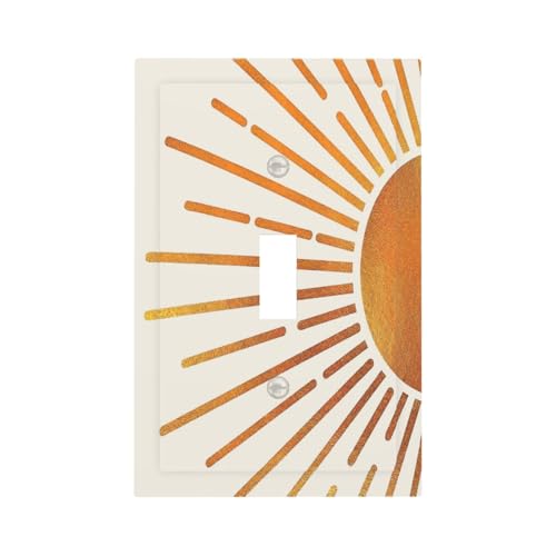 Decorative Light Switch Plate Covers Mid Century Gold Sun Boho Sunrise 1 Gang Light Switch Cover Plate Single Toggle Wall Plate Outlet Covers Wall Plate Faceplate for Bedroom Decor
