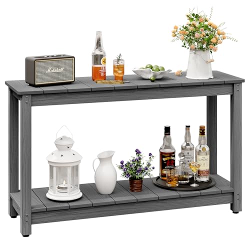 LAHAAP Outdoor Console Table 48" Weather-Resistant HIPS Gray