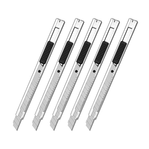 5 x Professionelle Cuttermesser 9mm Abbrechklingen 60 Grad Folienmesser Teppichmesser Grafikmesser ideal für Folien Tapeten Handwerk Kartonschachteln (60 Grad)