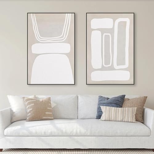 Affiches d'art mural abstrait noir et beige KEBIA 60x80 cm pour salon