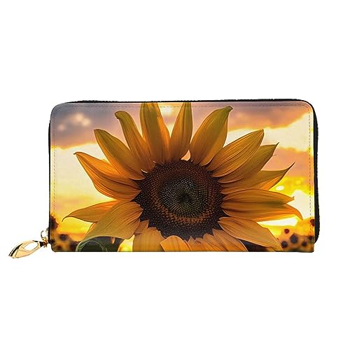 Farm Sunflower Women's Wallet Long Zip Around, Premium Vegan Leather Wallet with 12 Card Holders, Large Capacity,Gift Ready Packaging