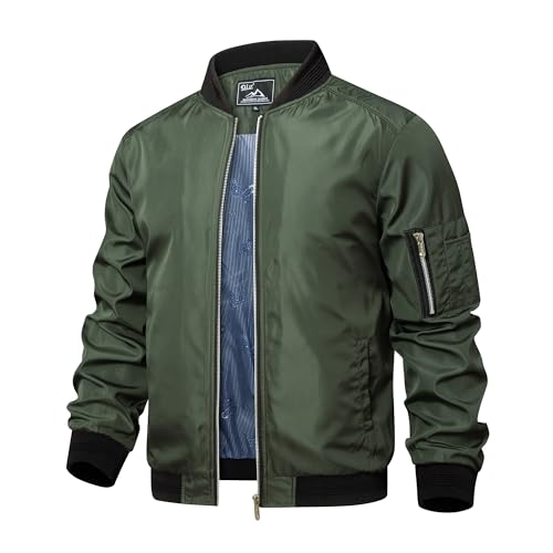 Image of QLZ Men's Bomber Jackets Varsity Flight Jacket For Men Casual Windbreaker Windproof Track Warm Puffer Coat（Spring /Fall /Winter）