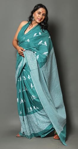 Sari imprimé indien en coton pour vos cérémonies et soirées d'été