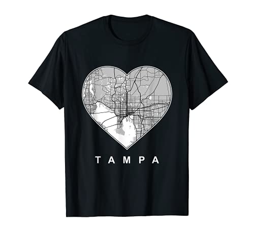 Mapa de la ciudad de Tampa FL, Heart Love Tampa Florida Camiseta