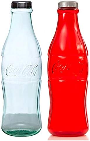 2 Pack Cola Bottle Bank for Saving & Storing Coins 2 Pack Coin Bank- Bundle Includes: 1 Clear & 1 Red 12 Inch Coin Bank. Great Piggy Bank Gift for Children Kids Adults Boys Girls Birthday Present