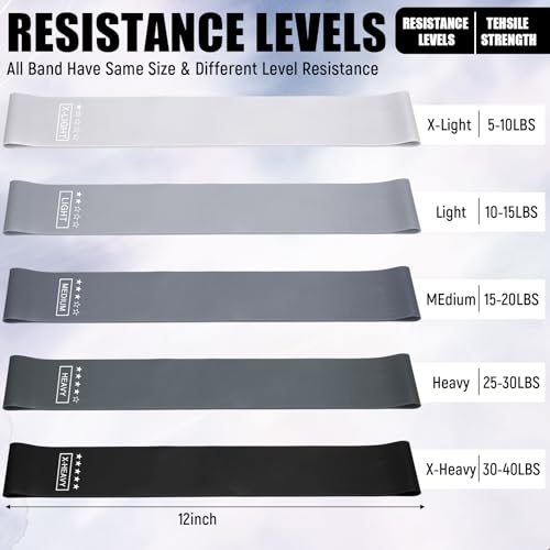 Image of Deekin 20 Pcs Resistance Bands for Women Men 10-115 Lbs 5 Different Resistance Levels Loop Exercise Bands for Leg Working Gym